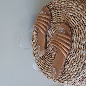 Madewell Womens‎ Addie Camel Brown Leather Multi-Strap Slide Sandals S-7.5